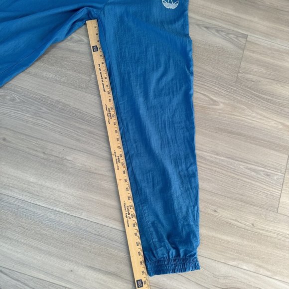 Vintage‎ Adidas Trefoil Teal M Nylon Track Joggers Windbreaker Pants Side Zip - Picture 8 of 12